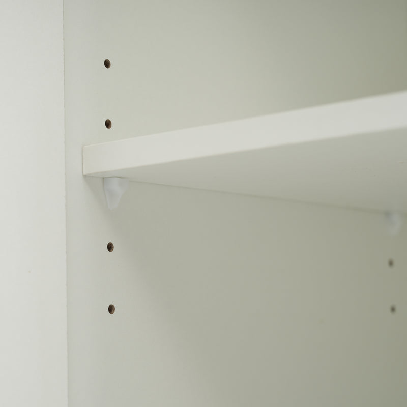 Buffet Scandinave Blanc Brillant et Chêne Clair avec Portes Push-Open et Rangement Modulaire SHIELNIH