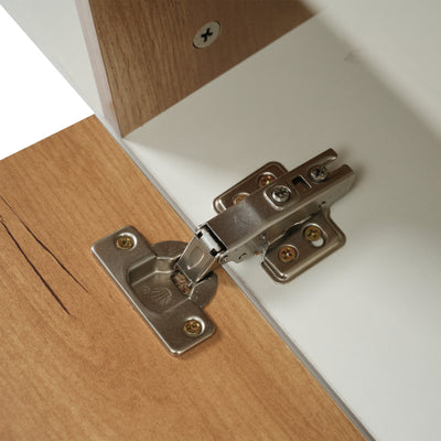 Buffet Scandinave Blanc Brillant et Chêne Clair avec Portes Push-Open et Rangement Modulaire SHIELNIH