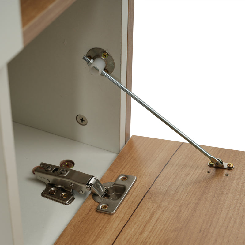 Buffet Scandinave Blanc Brillant et Chêne Clair avec Portes Push-Open et Rangement Modulaire SHIELNIH