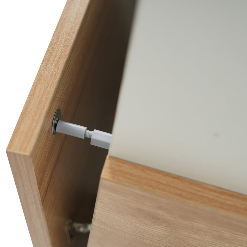 Buffet Scandinave Blanc Brillant et Chêne Clair avec Portes Push-Open et Rangement Modulaire SHIELNIH