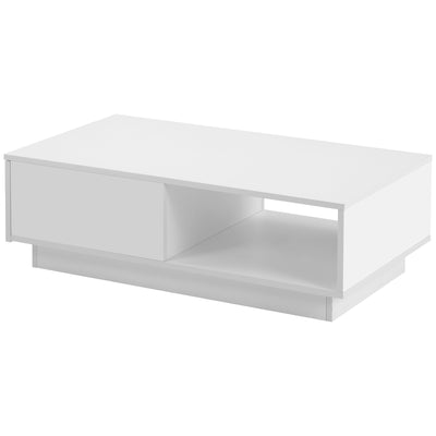 table Basse Rectangulaire Blanche Brillante avec Éclairage LED USB Multicolore (95 x 55 x 32 cm) SHOHLORS