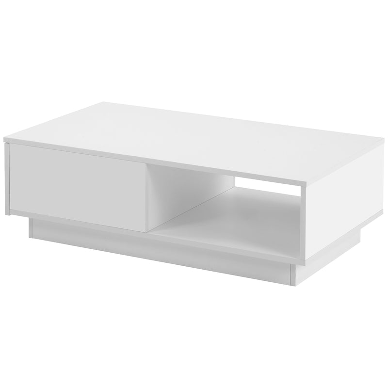 table Basse Rectangulaire Blanche Brillante avec Éclairage LED USB Multicolore (95 x 55 x 32 cm) SHOHLORS