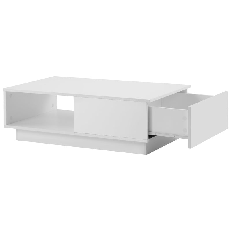 table Basse Rectangulaire Blanche Brillante avec Éclairage LED USB Multicolore (95 x 55 x 32 cm) SHOHLORS