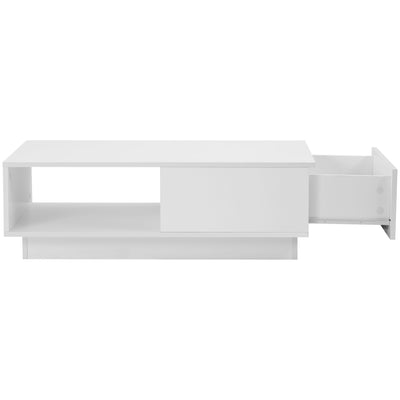 table Basse Rectangulaire Blanche Brillante avec Éclairage LED USB Multicolore (95 x 55 x 32 cm) SHOHLORS