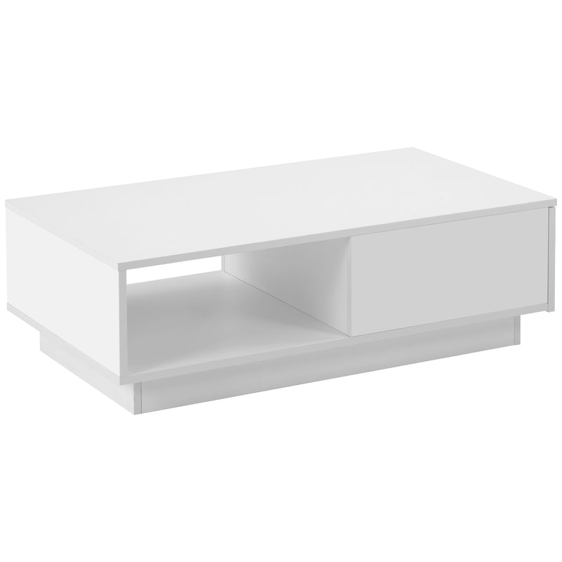 table Basse Rectangulaire Blanche Brillante avec Éclairage LED USB Multicolore (95 x 55 x 32 cm) SHOHLORS