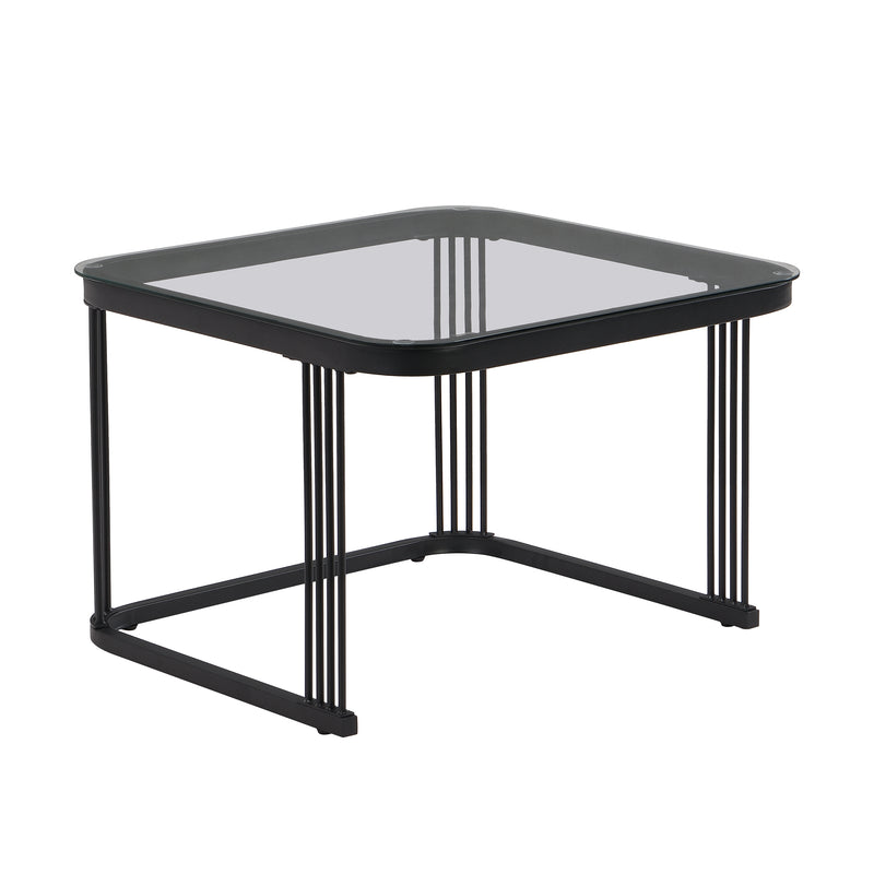 Ensemble de 2 Tables Basses Gigognes Noires Effet Marbre et Verre avec Tiroir de Rangement SHUGOK BLACK