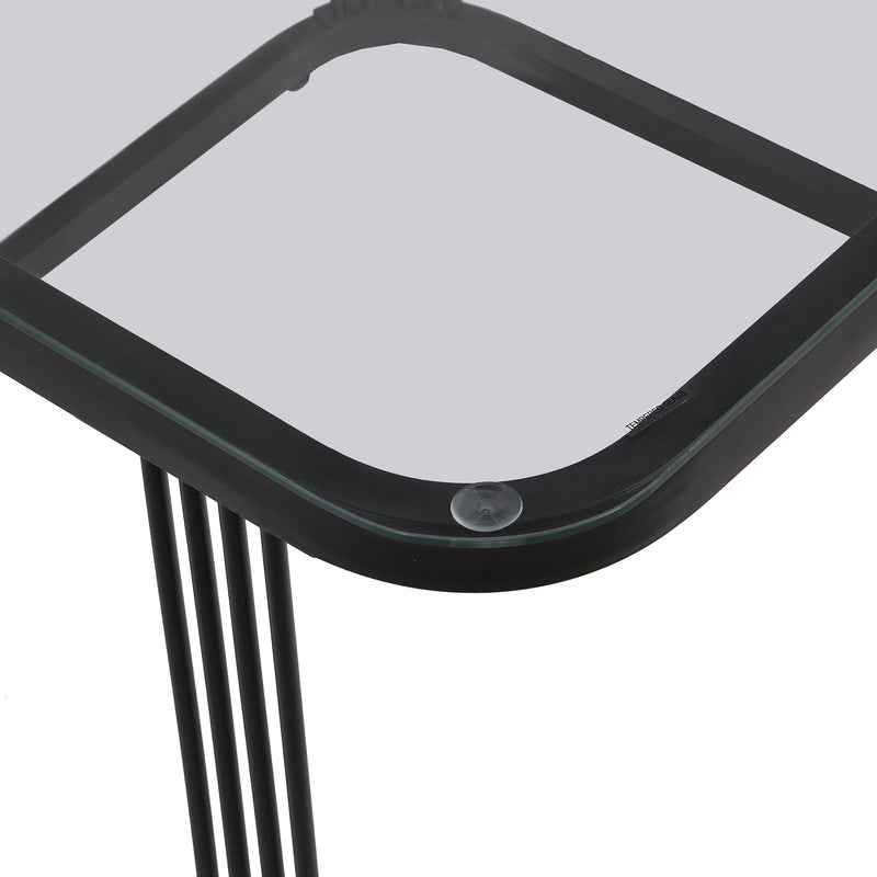Ensemble de 2 Tables Basses Gigognes Noires Effet Marbre et Verre avec Tiroir de Rangement SHUGOK BLACK