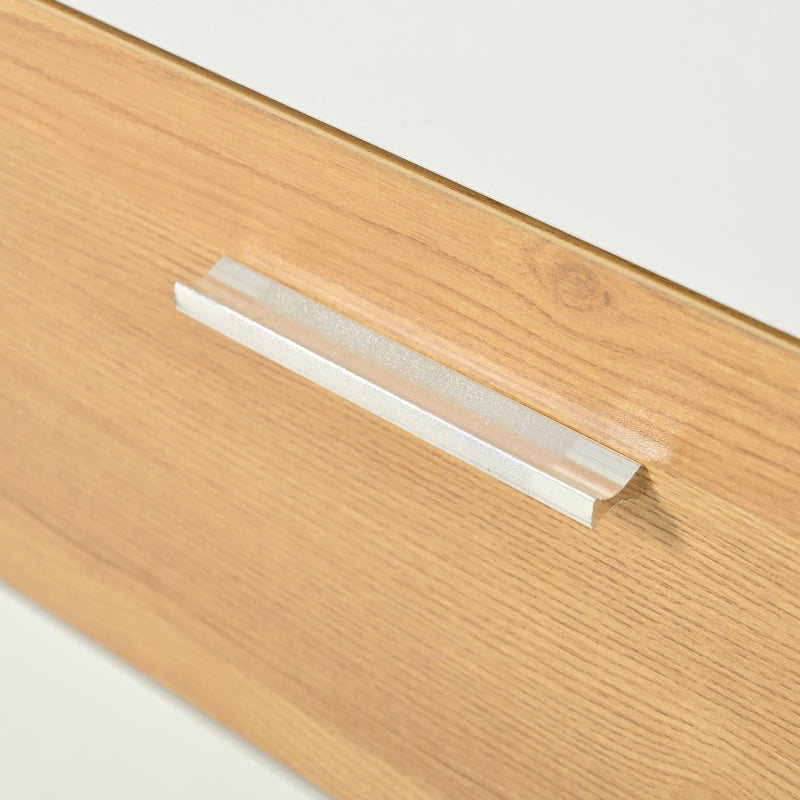 Buffet Moderne Bicolore Bois Naturel et Blanc avec LED Multicolores, Rangement Ajustable et 4 Tiroirs STUD