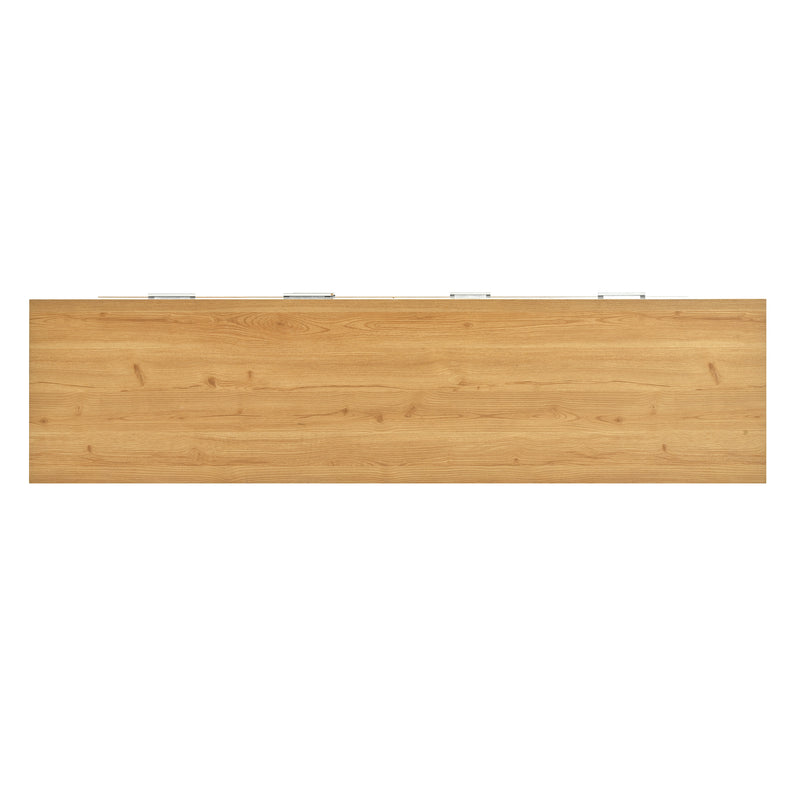 Buffet Moderne Bicolore Bois Naturel et Blanc avec LED Multicolores, Rangement Ajustable et 4 Tiroirs STUD