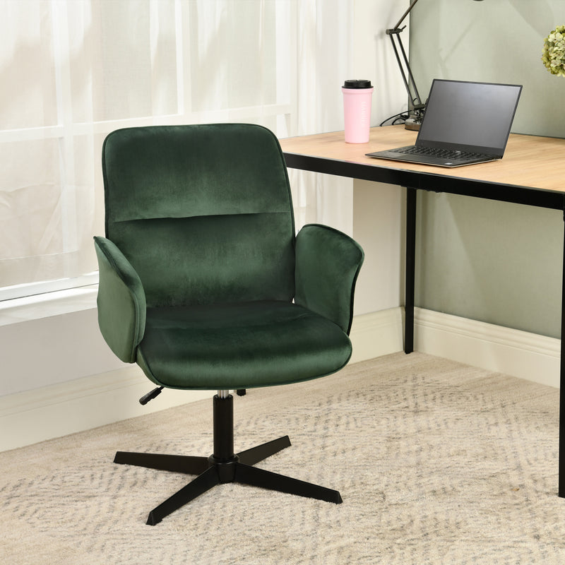 Ergonomic swivel office chair with armrests in green fir velvet THOMASINA RELAX VELVET GREEN