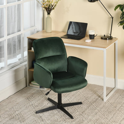 Ergonomic swivel office chair with armrests in green fir velvet THOMASINA RELAX VELVET GREEN