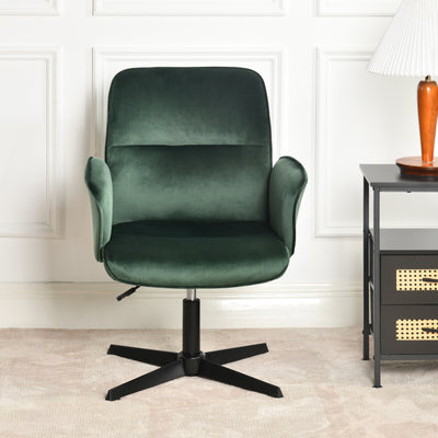 Ergonomic swivel office chair with armrests in green fir velvet THOMASINA RELAX VELVET GREEN