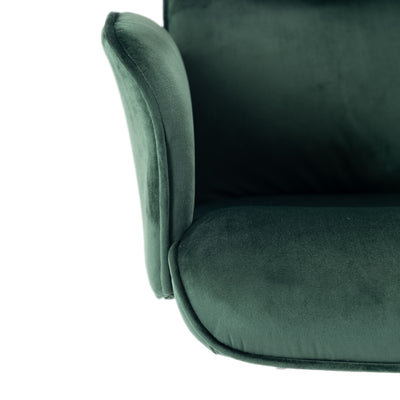 Ergonomic swivel office chair with armrests in green fir velvet THOMASINA RELAX VELVET GREEN