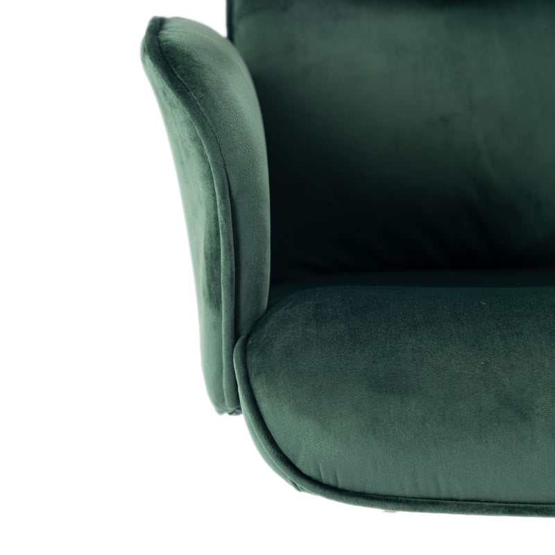 Ergonomic swivel office chair with armrests in green fir velvet THOMASINA RELAX VELVET GREEN