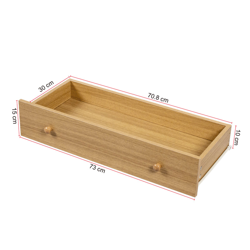 Buffet en Bois Naturel avec 4 Tiroirs et Porte Aspect Rotin - Idéal pour Robot Aspirateur THRACZETS