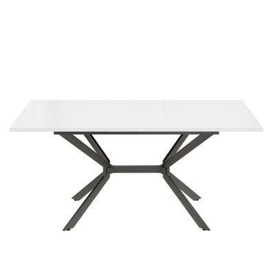 Table de Salle à Manger Extensible Blanche et Métal avec Plateau MDF Durable (120-160cm) THRIVVOILS