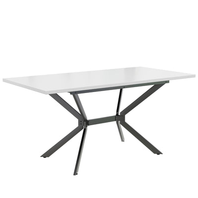 Table de Salle à Manger Extensible Blanche et Métal avec Plateau MDF Durable (120-160cm) THRIVVOILS