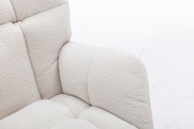 Fauteuil à Bascule Teddy Blanc Moderne et Confortable avec Base en Bois Massif et Cadre Métallique (80x70x95cm) THROKUTS TEDDY WHITE.