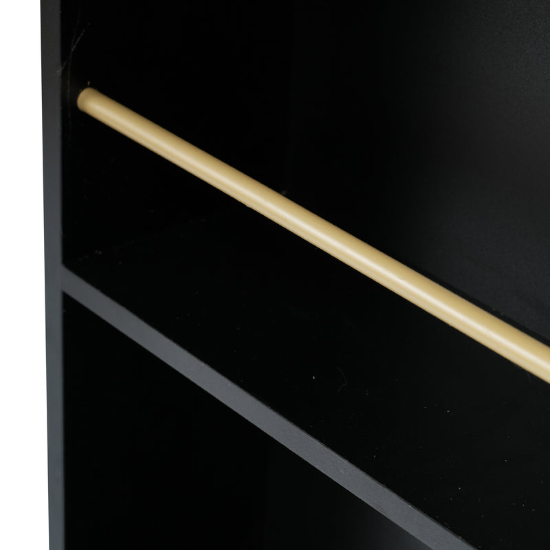 Bar de Salon Rotatif à 360° Noir avec Rangement Multi-Niveaux et Éclairage LED THRUTELS BLACK