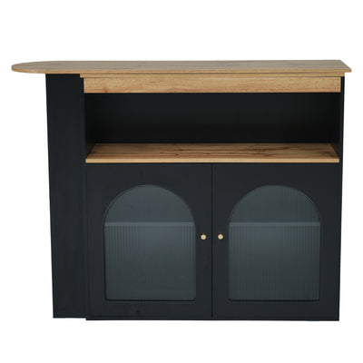 Bar de Salon Rotatif à 360° Noir avec Rangement Multi-Niveaux et Éclairage LED THRUTELS BLACK