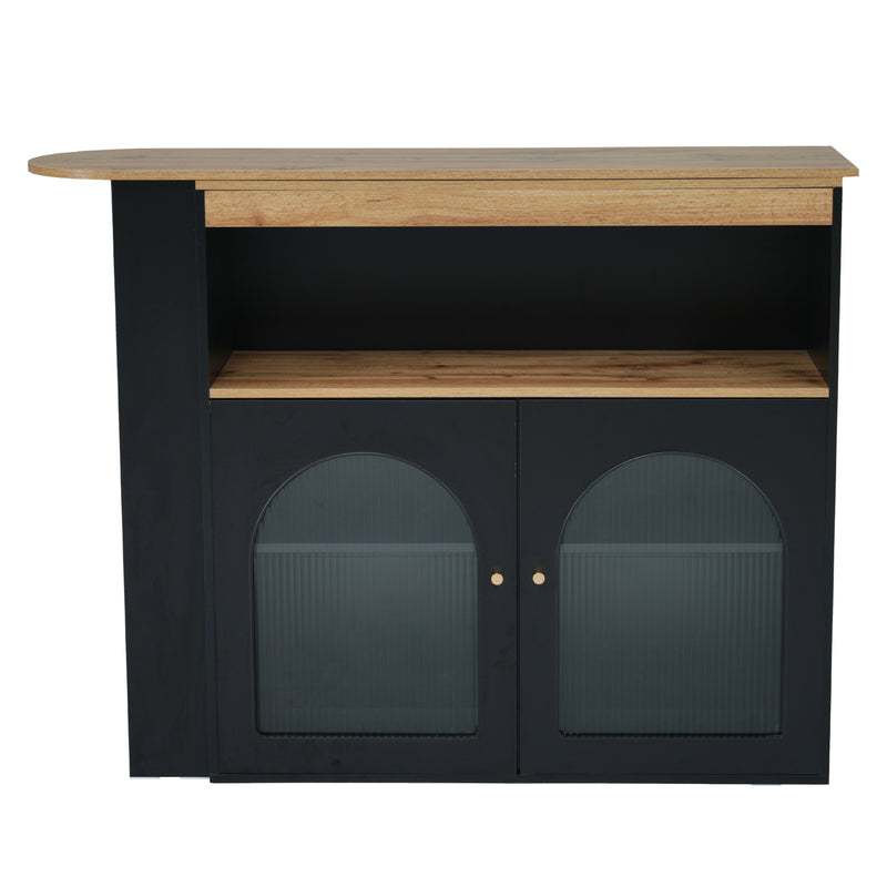 Bar de Salon Rotatif à 360° Noir avec Rangement Multi-Niveaux et Éclairage LED THRUTELS BLACK