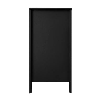 Commode Noire Élégante à 5 Tiroirs avec Surfaces Texturées et Poignées Dorées THRUZETS