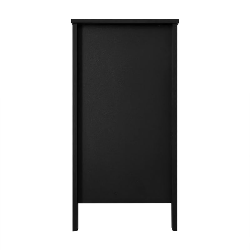 Commode Noire Élégante à 5 Tiroirs avec Surfaces Texturées et Poignées Dorées THRUZETS
