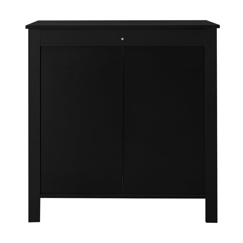 Commode Noire Élégante à 5 Tiroirs avec Surfaces Texturées et Poignées Dorées THRUZETS
