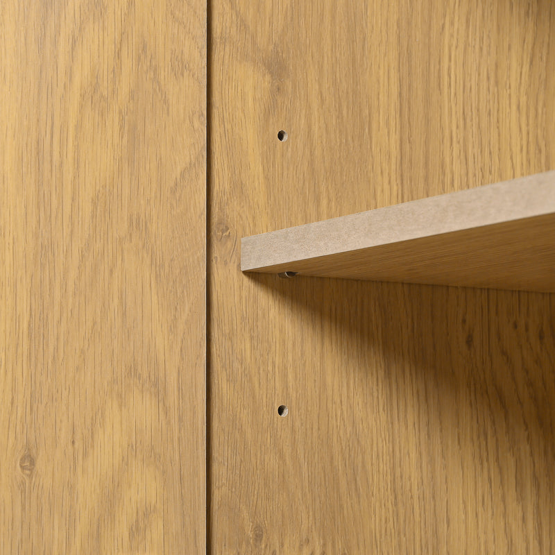 Buffet Industriel Moderne en Bois Naturel avec 3 Tiroirs, 2 Portes, Étagères Réglables et Pieds Métalliques (150x40x75cm) TREGRAINS