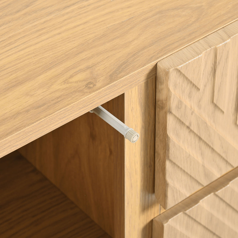 Buffet Industriel Moderne en Bois Naturel avec 3 Tiroirs, 2 Portes, Étagères Réglables et Pieds Métalliques (150x40x75cm) TREGRAINS