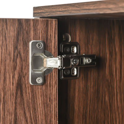 Buffet Industriel Moderne en Bois Naturel avec 3 Portes, Poignées Dorées et Pieds en Fer Robuste (120x38x76.5cm) TRETEOX