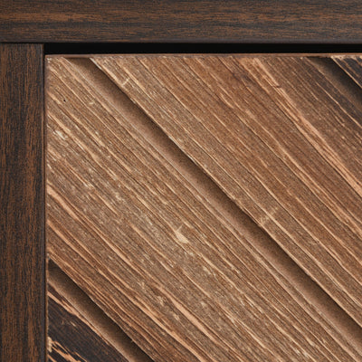 Buffet Industriel Moderne en Bois Naturel avec 3 Portes, Poignées Dorées et Pieds en Fer Robuste (120x38x76.5cm) TRETEOX