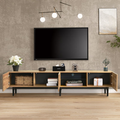 Meuble TV Moderne Effet Chêne Clair avec LED Multicolores et Rangement TRIEVAIT