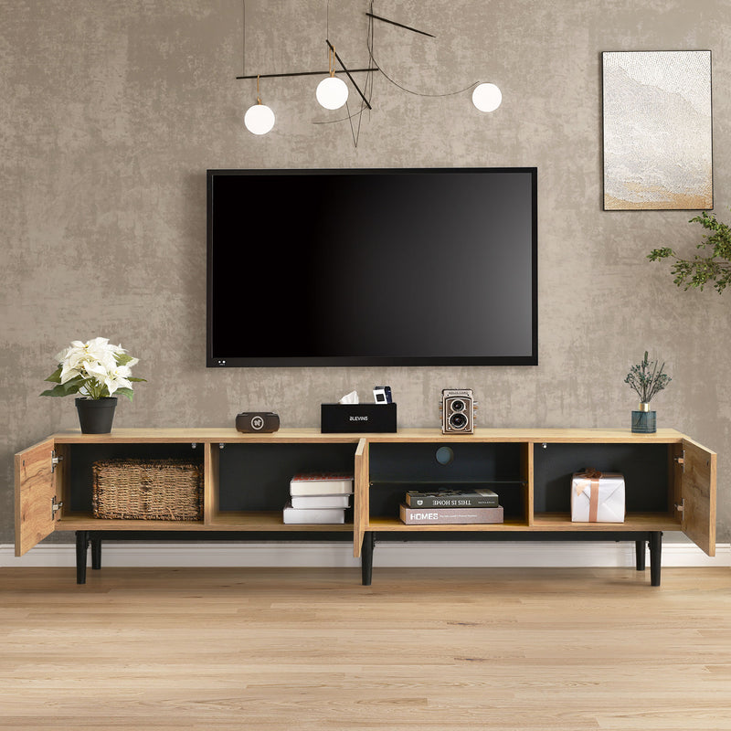 Meuble TV Moderne Effet Chêne Clair avec LED Multicolores et Rangement TRIEVAIT