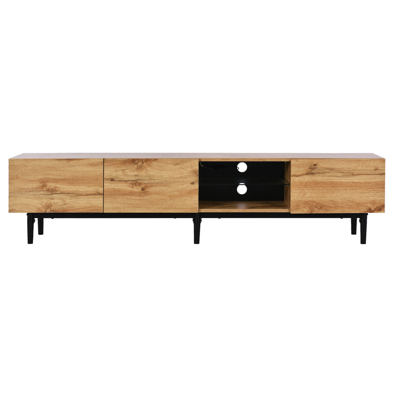 Meuble TV Moderne Effet Chêne Clair avec LED Multicolores et Rangement TRIEVAIT