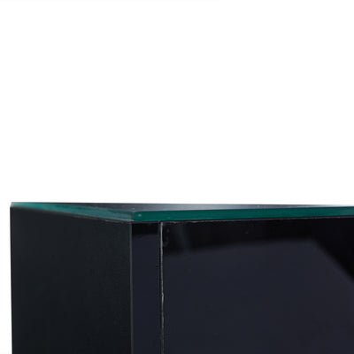 Buffet Noir Laqué Brillant avec 6 Tiroirs, Plateau en Verre Trempé et Éclairage LED Multicolore UDHIENS