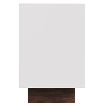Buffet Blanc Design Géométrique avec 6 Tiroirs Push-Open et Finition Noyer UMPHU