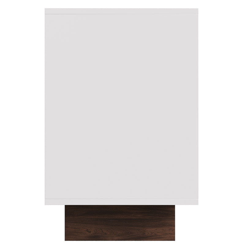 Buffet Blanc Design Géométrique avec 6 Tiroirs Push-Open et Finition Noyer UMPHU
