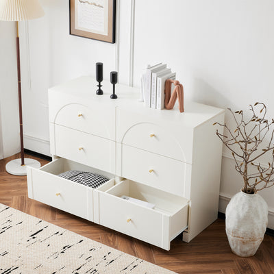 Commode Blanche Luxueuse et Romantique à 6 Tiroirs avec Design Anti-Humidité URGID