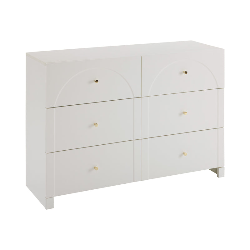 Commode Blanche Luxueuse et Romantique à 6 Tiroirs avec Design Anti-Humidité URGID