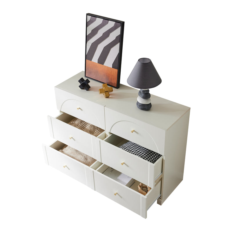 Commode Blanche Luxueuse et Romantique à 6 Tiroirs avec Design Anti-Humidité URGID