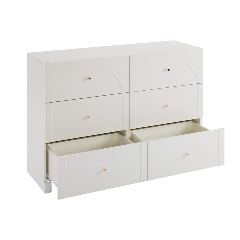 Commode Blanche Luxueuse et Romantique à 6 Tiroirs avec Design Anti-Humidité URGID