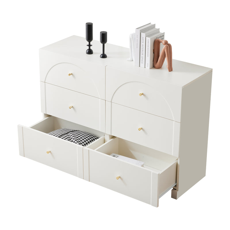 Commode Blanche Luxueuse et Romantique à 6 Tiroirs avec Design Anti-Humidité URGID