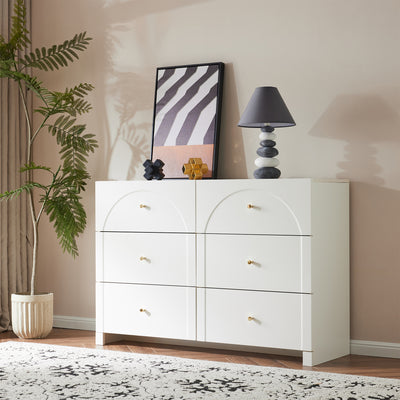 Commode Blanche Luxueuse et Romantique à 6 Tiroirs avec Design Anti-Humidité URGID