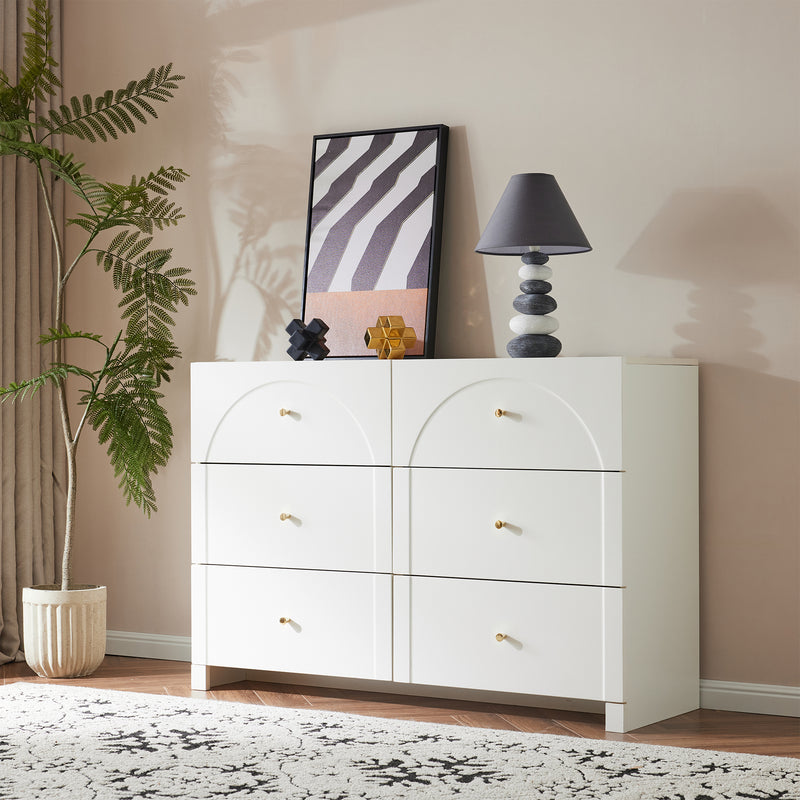 Commode Blanche Luxueuse et Romantique à 6 Tiroirs avec Design Anti-Humidité URGID