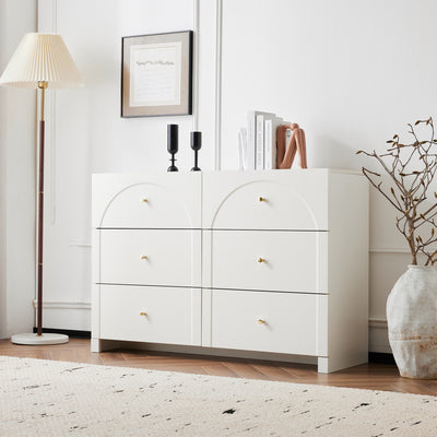 Commode Blanche Luxueuse et Romantique à 6 Tiroirs avec Design Anti-Humidité URGID