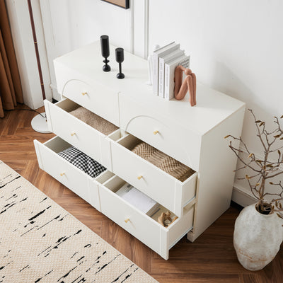 Commode Blanche Luxueuse et Romantique à 6 Tiroirs avec Design Anti-Humidité URGID