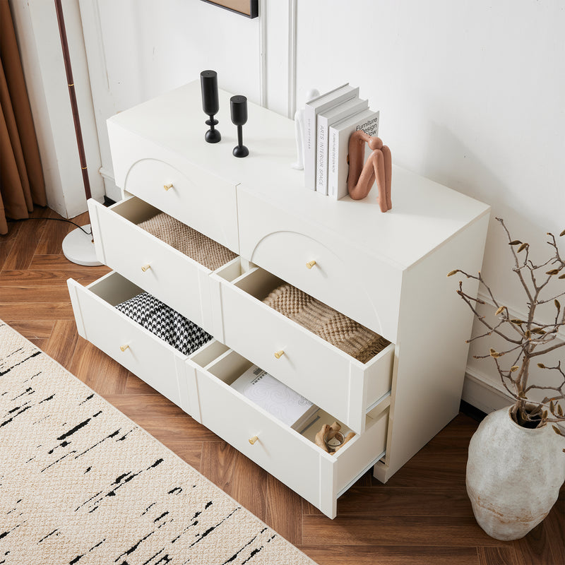 Commode Blanche Luxueuse et Romantique à 6 Tiroirs avec Design Anti-Humidité URGID
