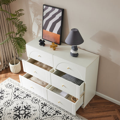 Commode Blanche Luxueuse et Romantique à 6 Tiroirs avec Design Anti-Humidité URGID