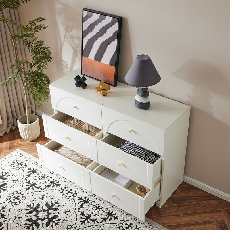Commode Blanche Luxueuse et Romantique à 6 Tiroirs avec Design Anti-Humidité URGID